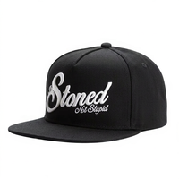 Cappellino da Baseball Unisex Stile Hip Hop Street con Ricamo 3D 'Stoned Not Stupid', 6 Pannelli, Blu Scuro, Cotone Pettinato, Taglia Adulto