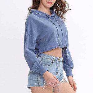 Sudadera con Capucha Corta para Mujer, de Primera Calidad, Más Vendida, Color Sólido, Ecológica, Transpirable, con Logotipo Frontal - Product Image 5