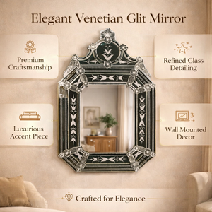 Miroir mural de style vénitien baroque antique |   Miroir décoratif en verre orné de luxe pour salon, chambre à coucher, hôtel, intérieur - Product Image 6