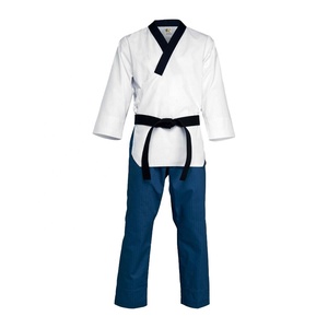 5 Sports Taekwondo Uniform White <b>Top</b> Blue Pants Black Belt Embroidery Logo Back Unisex Adult Martial Arts Wear 100% Cotton - Product Image 2