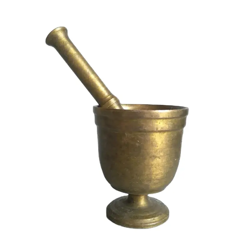 Antique brass mortar and pestle for home restaurant kitchen accessories herb & spice tools granite medicine grinder masher 2023