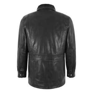 Chaqueta de Invierno para Hombre de Piel de Oveja Napa Premium, con Cuello de Piel Desmontable, Cierres YKK, Múltiples Bolsillos, Forro de Poliéster, Logotipo Personalizado OEM ODM - Product Image 2