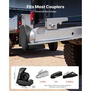 Verrou de remorque antivol robuste, compatible avec les attaches de 1-7/8, 2 et 2-5/16, résistant aux impacts, 3 clés, noir, pour camping-cars et remorques - Product Image 2