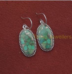 Pendientes de Plata de Ley 925 con Turquesa Verde Cobre, Pendientes Colgantes, Regalo de Turquesa para Mujer - Product Image 2