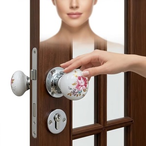 Poignée de porte moderne en céramique à motif floral, durable, écologique, facile à installer pour chambre, cuisine, salle de bain - Product Image 3