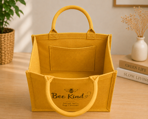 <b>Bee</b> Kind Canvas Tote Bag Yellow Large Shoulder Handle Shopping Bag With <b>Bee</b> Design And Inspirational Quote - Product Image 5