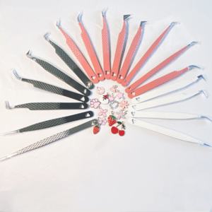 Pince à cils personnalisée avec logo, en acier inoxydable arc-en-ciel, à pointe incurvée de précision, outils d'extension de fibres - Product Image 5