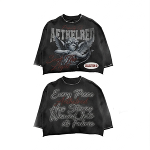 Camiseta de corte holgado 240 GSM de algodón premium con lavado ácido gris, estampado DTG con logo Bull Rider, 100% algodón para hombre, estilo holgado. - Product Image 3
