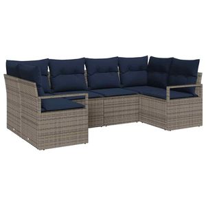 Juego de sofás de jardín de ratán sintético gris de 6 piezas con cojines - Product Image 2