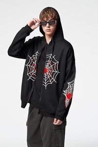 Sudadera con capucha con cremallera Y2K con estampado de araña, logo frontal, para hombre y mujer, estilo oversize, streetwear vintage, tops de invierno - Product Image 6
