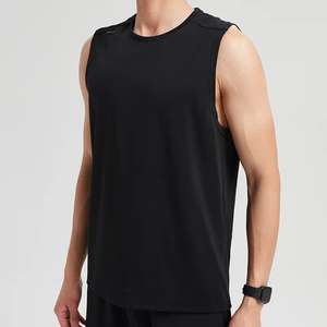 <b>Men's</b> <b>White</b> Sleeveless Tank Top O-Neck Breathable Knitted Casual Solid Color Polyester Fit - Product Image 5