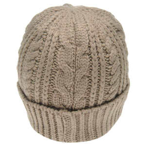 Bonnet en tricot torsadé avec revers plié et patch, unisexe, chaud pour l'hiver - Product Image 3