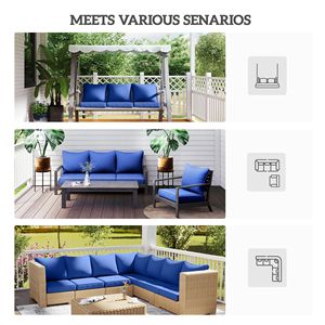 8 Cojines Azul Marino para Sillas de Patio con Asiento y Respaldo, Resistentes a la Decoloración, Almohadas para Exteriores y Juego de Cojines de Repuesto para Asiento - Product Image 6