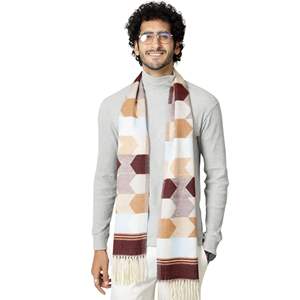 ผ้าพันคอไหมแคชเมียร์แท้ 100% สำหรับผู้ชาย ลายตารางถักแบบเรียบ พร้อมพู่ห้อย  ลดราคาพิเศษ - Product Image 3