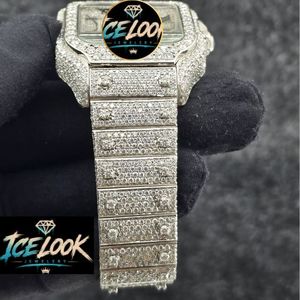 Reloj de Lujo ICE LOOK para Hombre, Cuadrado, de Acero Inoxidable, 40 mm, Analógico de Cuarzo, con Esfera de Zafiro y Correa con Incrustaciones de Diamantes - Product Image 3