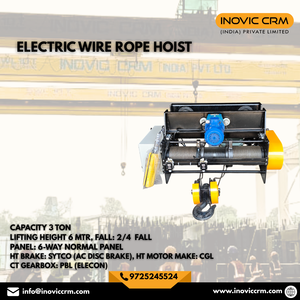 Nouvelle palan électrique à câble de 3 tonnes, portée de levage de 6 m |   Boîte de vitesses INOVIC |   Moteur de 2 kW |   Corde USHA MARTIN |   Garantie de 2 ans |   Métal - Product Image 3