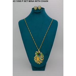Collar de Moda con Colgante de Aleación de Cobre Chapado en Oro, Diseño de Pluma de Flauta, con Circonita Blanca, Collar de Boda para Mujer, Imitación Mahavir - Product Image 1