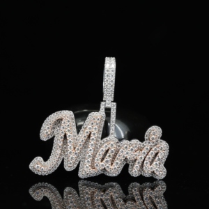 Custom VVS Moissanite Diamond Letter Pendant 925 Sterling Silver Gold Claw Setting Iced Double Layer Personalized Men Women - Product Image 1