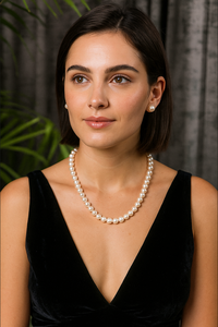 Collier ras du cou pour femme en fausses perles AAA, rondes, blanches, classiques, pour mariage - Product Image 1