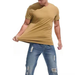 Camiseta de Manga Corta para Hombre, Color Mostaza, Cuello Redondo, Tejido de Punto, Corte Regular, 100% Algodón Jersey, Transpirable - Product Image 3