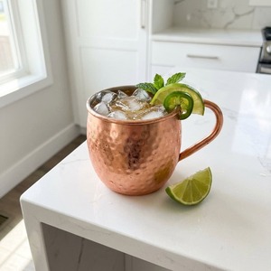 Pure Copper <b>Mug</b> Set of 4 Hammered Finish Vintage Style Eco-Friendly Party Drinkware <b>Heat</b> Resistant - Product Image 1