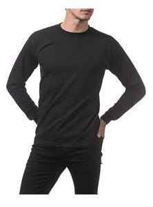 Camiseta Deportiva de Manga Larga 100% Algodón para Hombre, Color Negro Liso, Transpirable, Cuello Redondo, Ropa Deportiva de Alta Calidad y a la Moda - Product Image 2