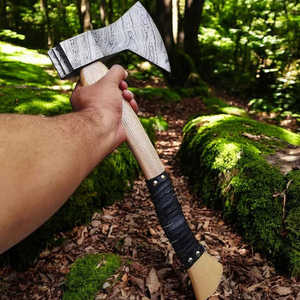 Custom Full Tang Damascus Steel Hunting Camping Bearded <b>Axe</b> Micarta Handle Tomahawk Real Hatchet with Leather Sheath, Ideal Gift - Product Image 3