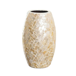 Vietnam Artisan Minimalist Mother of Pearl Shell Inlay Tabletop <b>Vase</b> - Product Image 2