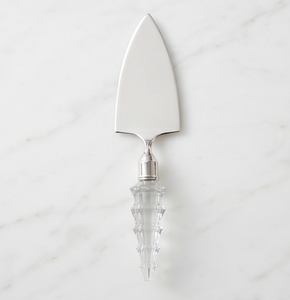 Stainless Steel <b>Cake</b> <b>Server</b> With Faceted Clear Crystal Handle Triangle Spatula Knife For Home And Party Use - Product Image 1