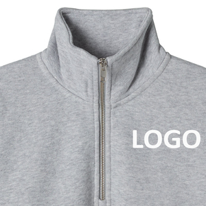 Women's Winter 100% Cotton Eco-Friendly Quarter <b>Zipper</b> Fleece Sweatshirt with Customized Sequined Logo Badge Printing - Product Image 5