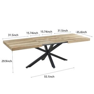 Table à manger extensible couleur noyer 240/200/160x90x75cm pour bureau ou café - Product Image 6