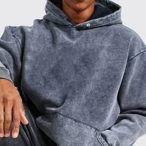 Ensemble de survêtement en coton lavé pour homme, couleur unie, décontracté, manches longues, coupe ample avec poches latérales, vêtements d'automne - Product Image 3