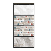 Carreaux de céramique gris brillant antidérapants indiens 30x60cm avec finition marbre moderne pour murs et sols intérieurs de salle de bain