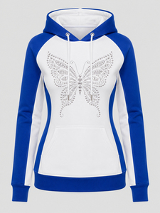 Women's Winter Oversized Lined Anti-shrink Rhinestone Hoodie <b>Sparkly</b> Crystal Comfortable Long Sleeve Casual Streetwear <b>Top</b> - Product Image 1