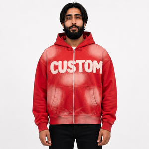 <b>Graphic</b> Winter Streetwear Zipper-<b>Up</b> Oversized <b>Hoodie</b> for Men Custom Digital Heavyweight Cotton Fleece 2 Pcs Private Label - Product Image 5