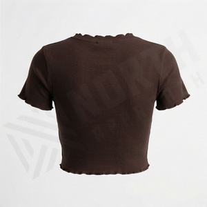 เสื้อครอปท็อปผ้าฝ้ายผู้หญิงสีตามสั่ง เสื้อยืดออกกำลังกายแบบเรียบๆ สีพื้น สำหรับเล่นกีฬา ใส่สบาย ระบายอากาศได้ดี - Product Image 2