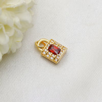 Pendentif breloque en forme de cadenas plaqué or, avec micro-pavé de pierres rectangulaires en zircon cubique coloré, bijoux en argent, pour cadeau, vente en gros