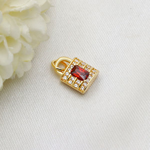 Pendentif breloque en forme de cadenas plaqué or, avec micro-pavé de pierres rectangulaires en zircon cubique coloré, bijoux en argent, pour cadeau, vente en gros - Product Image 2