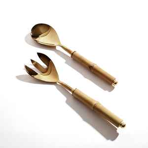 Cuillère de service pour salade en acier inoxydable plaqué or Royal Look, écologique, compatible lave-vaisselle, pour la cuisine - Product Image 1