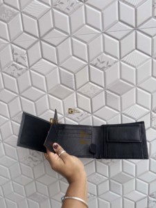 Latest Arrival Genuine Leather <b>Wallet</b> Slim <b>Wallet</b> Unisex Fold Closure Black Colour Credit <b>Card</b> Cash Holder Gift for Him Daily - Product Image 2