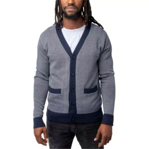 Cardigan en tricot acrylique respirant pour femmes, col en V, manches longues, couleur contrastée, boutons sur le devant, décontracté, toutes saisons - Product Image 1