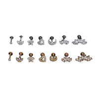 Mode petit Cartilage oreille boucle d'oreille coeur couronne croix lune Zircon oreille clou acier inoxydable oreille os goujon Piercing bijoux