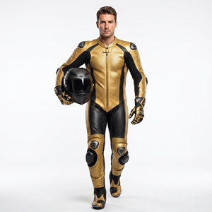Traje de Motociclismo Dumela Dorado y Negro de Cuero, Protección Completa del Cuerpo, Impermeable, Resistente al Viento, DL-MB-25, Transpirable, para Todos los Deportes - Product Image 3