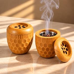 Brûleur à Bakhoor en bois fait main de luxe à motif martelé, porte-encens Oud arabe, décoration élégante pour la maison, cadeau haut de gamme, religieux - Product Image 2