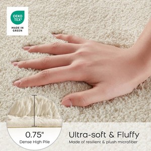 Tapis de bain en coton uni, rectangulaire, antidérapant avec support en caoutchouc, style classique, tapis de sol absorbant et touffeté pour usage domestique - Product Image 4