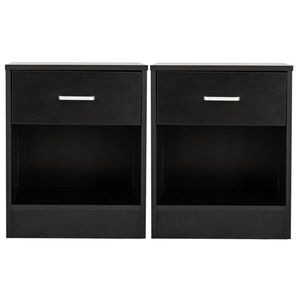 Comodini neri da 2 pezzi con cassetto, elegante accessorio per l'arredamento - Product Image 5