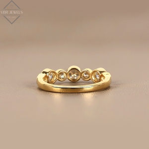 Bague de luxe en or jaune avec diamants sertis en clos, taille ronde, pour mariage, anniversaire, fournisseur de bijoux pour femme, cadeau - Product Image 3