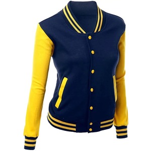 High-quality custom varsity <b>jacket</b> with <b>long</b> <b>leather</b> sleeves and breathable wool Women's Varsity <b>Jacket</b> for stylish wear - Product Image 5