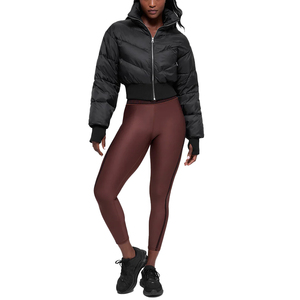 Custom Women's Cropped Puffer Jacket Lightweight Quilted Winter Jacket Rib Waist Puffer Coat Private <b>Label</b> OEM manufacturer - Product Image 6