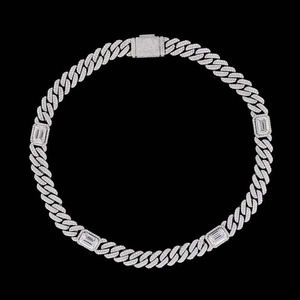 Premium Quality Latest Design Hip Hop Style VVS1 Moissanite Cut <b>Silver</b> Rhodium Plated Luxury Link Chain Unisex Indian - Product Image 1
